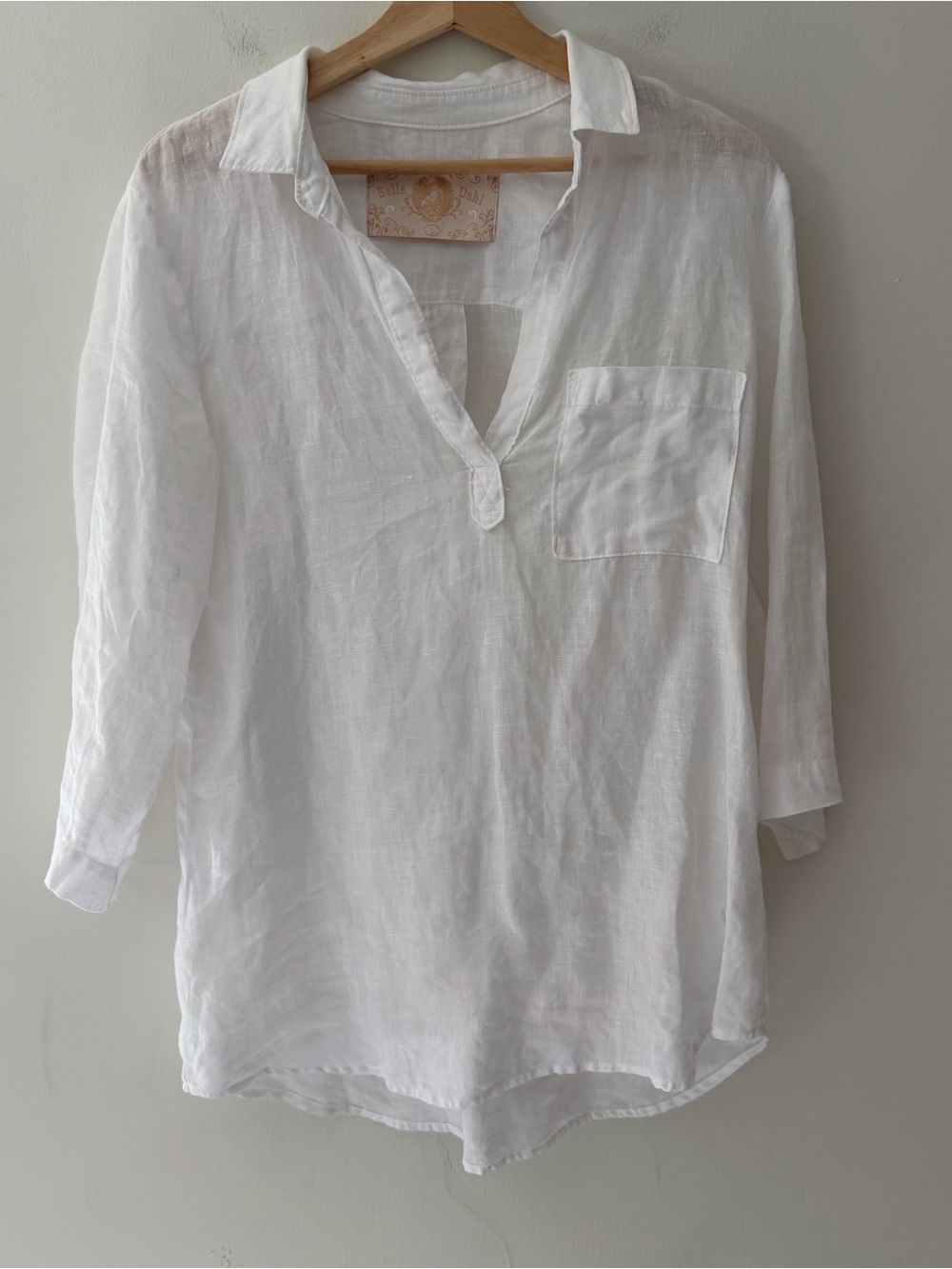 Bella Dahl Linen Popover Tunic White Size Large Coastal Relaxed Beach